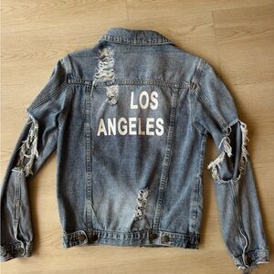 Distressed 'Los Angeles' Denim Jacket